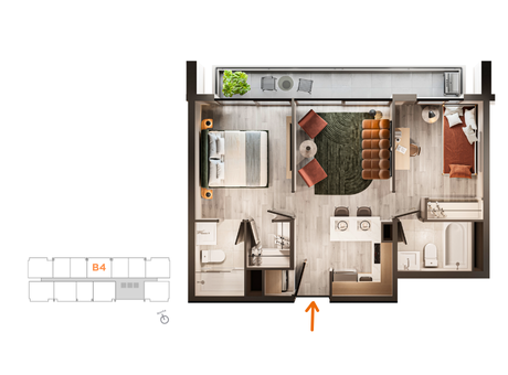 Meneses B - 2D+2B - Modelo B4 - Dptos 508 al 2108